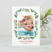 Berries en Greens Merry-kerstfoto Feestdagenkaart (Staand voorkant)
