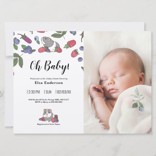 Berries en Guinee - Baby shower voor aangepaste fo Kaart (Voorkant)