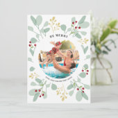 Berries en kerstfoto met Eucalyptus Feestdagenkaart (Staand voorkant)