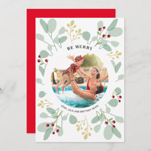 Berries en kerstfoto met Eucalyptus Feestdagenkaart