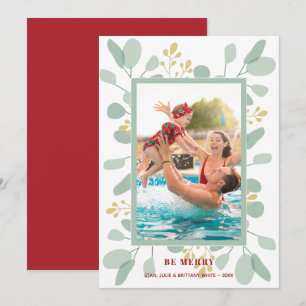 Berries en kerstfoto met Eucalyptus Feestdagenkaart