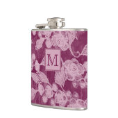 Berries en Paarse bloesems Floral Monogram Heupfles (Links)