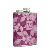 Berries en Paarse bloesems Floral Monogram Heupfles (Rechts)