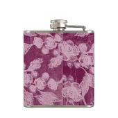 Berries en Paarse bloesems Floral Monogram Heupfles (Achterkant)