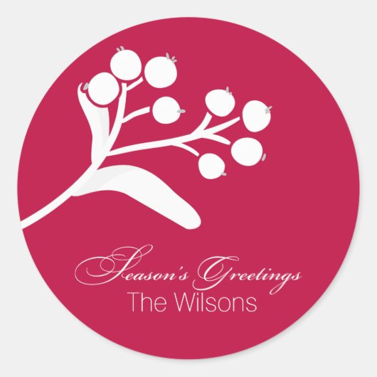 Berries en takken Vakantie Wensen stickers (Voorkant)