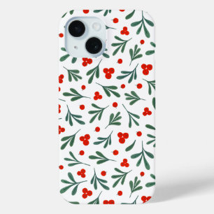 Berries en winterblad Plant laat naadloos patroon iPhone 15 Case