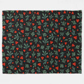 Berries en winterblad Plant laat naadloos patroon Fleece Deken (Voorkant (Horizontaal))