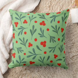 Berries en winterblad Plant laat naadloos patroon Kussen