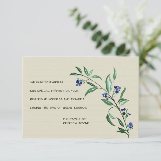 Berries Funeral Bedankt kaarten (Staand voorkant)