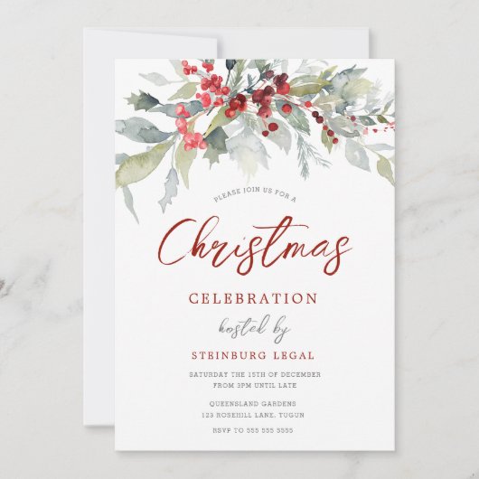 Berries Greenery Corporate Kantoor Kerstfeest Kaart (Voorkant)