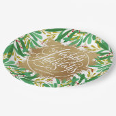 Berries Greenery Gold Faux Folie Prettige feestdag Papieren Bordje (Gekanteld)