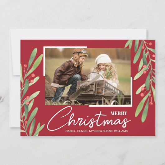 Berries Greenery kerstfoto Feestdagenkaart (Voorkant)