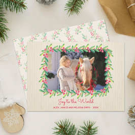 Berries Greenery Wreath kerstfoto Feestdagenkaart