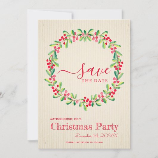 Berries Greenery Wreath Save the Date (Voorkant)