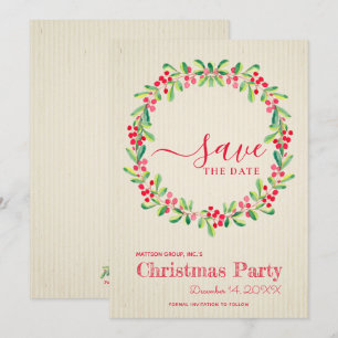 Berries Greenery Wreath Save the Date
