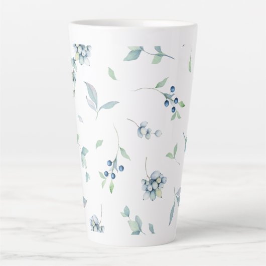 Berries Kerstwinter Greens Elegant Latte Mok (Voorkant)