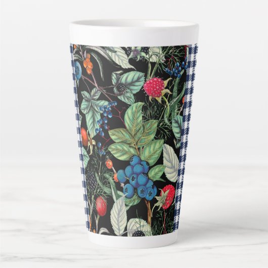 Berries Medley over Country Gingham Latte Mok (Voorkant)