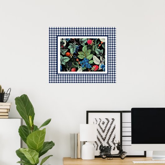 Berries Medley over Country Gingham Poster (Thuiskantoor)