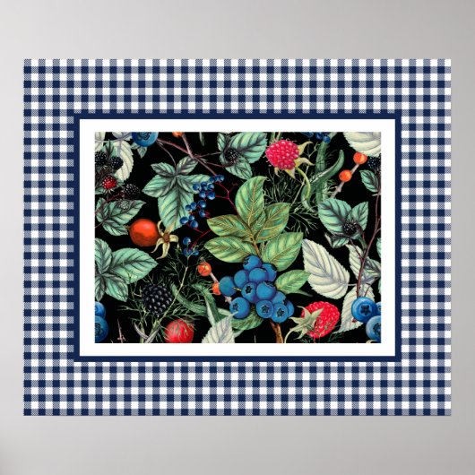 Berries Medley over Country Gingham Poster (Voorkant)