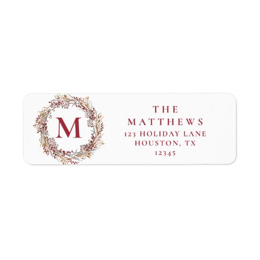 Berries Monogram Vakantie Retouradres Etiket (Voorkant)