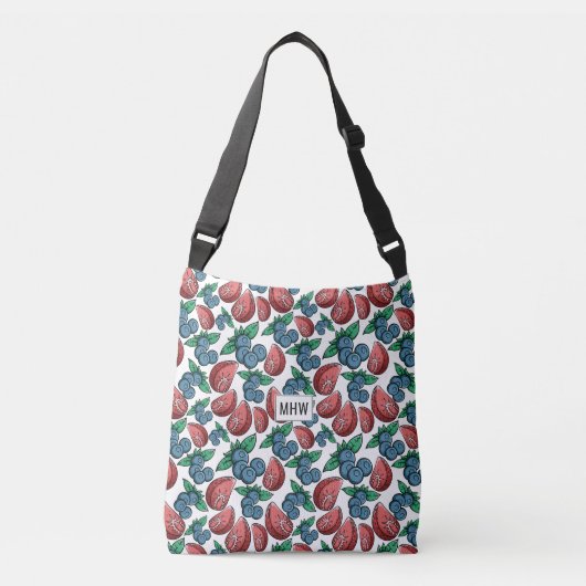 Berries Pattern aangepaste monogram zakken Crossbody Tas (Voorkant)