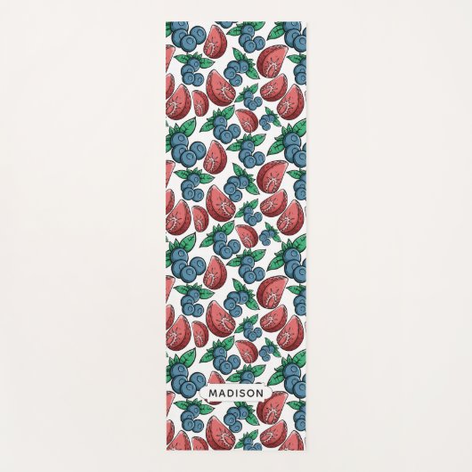 Berries Pattern, aangepaste naam yoga mat (Voorkant)