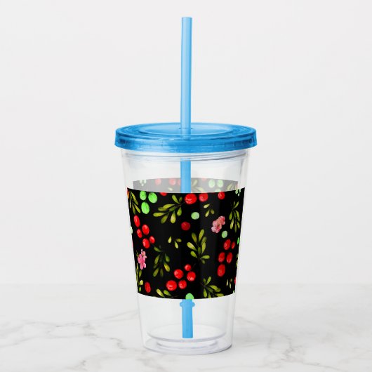 Berries Pattern Acryl Drinkbeker (Voorkant)