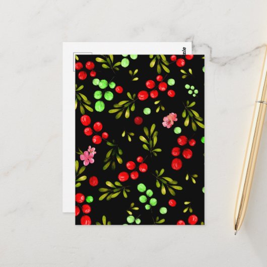 Berries Pattern Briefkaart (Voorkant / Achterkant in situ)