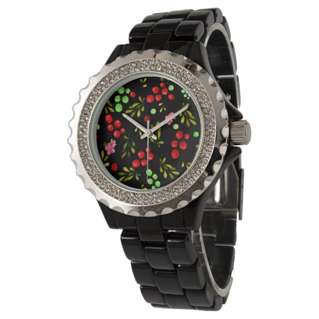Berries Pattern Horloge (Gekanteld)