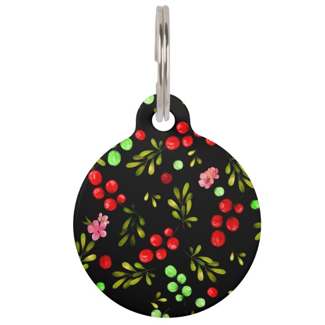 Berries Pattern Huisdierpenning (Voorkant)