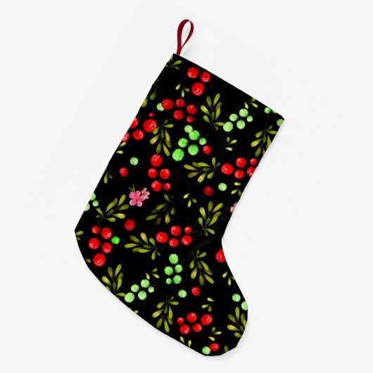Berries Pattern Kleine Kerstsok (Voorkant (Hangend))