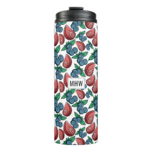 Berries Pattern monogram tumbler Thermosbeker