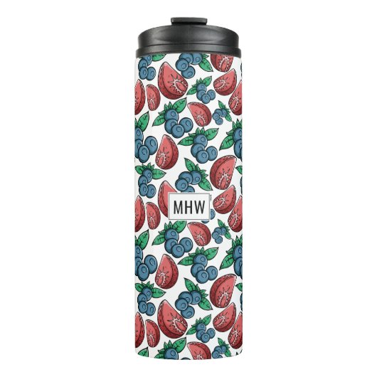 Berries Pattern monogram tumbler Thermosbeker (Voorkant)
