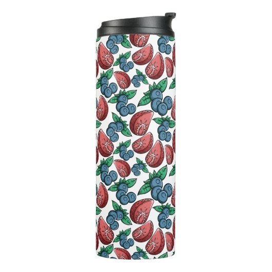 Berries Pattern monogram tumbler Thermosbeker (Gedraaid links)