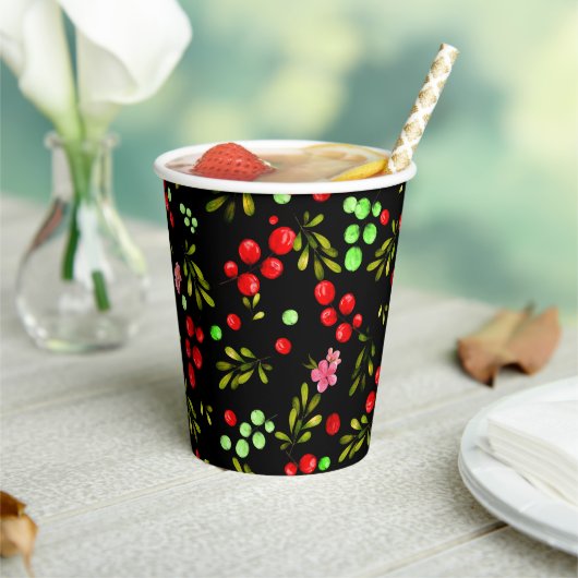 Berries Pattern Papieren Bekers (Insitu)