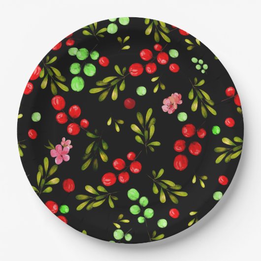 Berries Pattern Papieren Bordje (Voorkant)