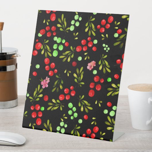 Berries Pattern Reclamebord Met Voetstuk (Insitu)