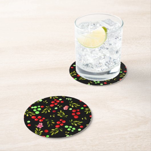 Berries Pattern Ronde Kartonnen Onderzetter (Insitu)