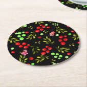 Berries Pattern Ronde Kartonnen Onderzetter (Gebogen)
