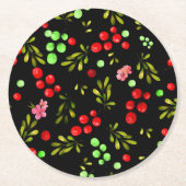 Berries Pattern Ronde Kartonnen Onderzetter (Voorkant)