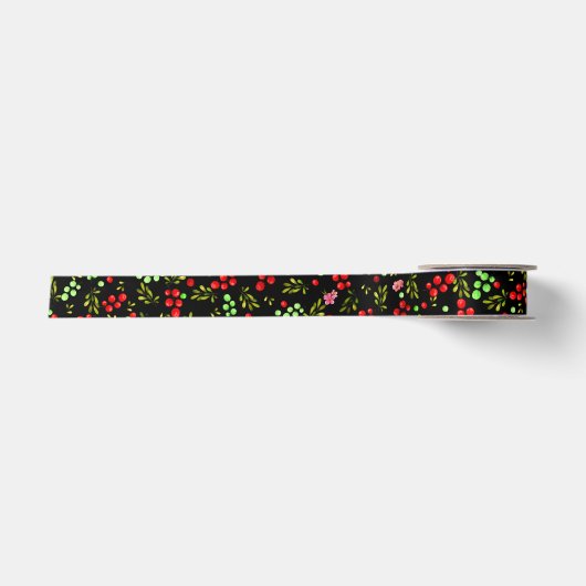 Berries Pattern Satijnen Lint (Voorkant)
