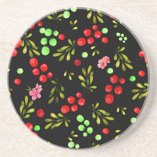 Berries Pattern Zandsteen Onderzetter (Voorkant)