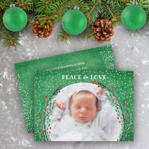 Berries Pine Wreate Kerstfotofeestdag Kaart