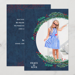 Berries Pine Wreath kerstfoto Feestdagenkaart