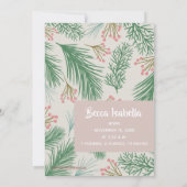 Berries Pines kerstfoto geboorteaankondigingen Feestdagenkaart (Achterkant)