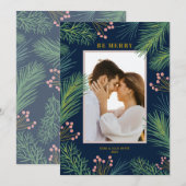 Berries Pines met kerstmis Feestdagenkaart (Voorkant / Achterkant)