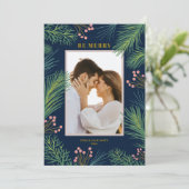 Berries Pines met kerstmis Feestdagenkaart (Staand voorkant)