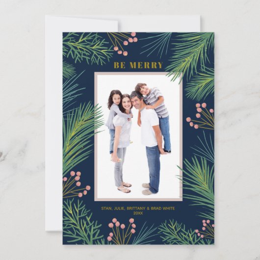 Berries Pines met kerstmis Feestdagenkaart (Voorkant)