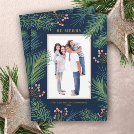 Berries Pines met kerstmis Feestdagenkaart