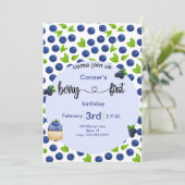 Berry 1e bosbes verjaardag kaart (Staand voorkant)